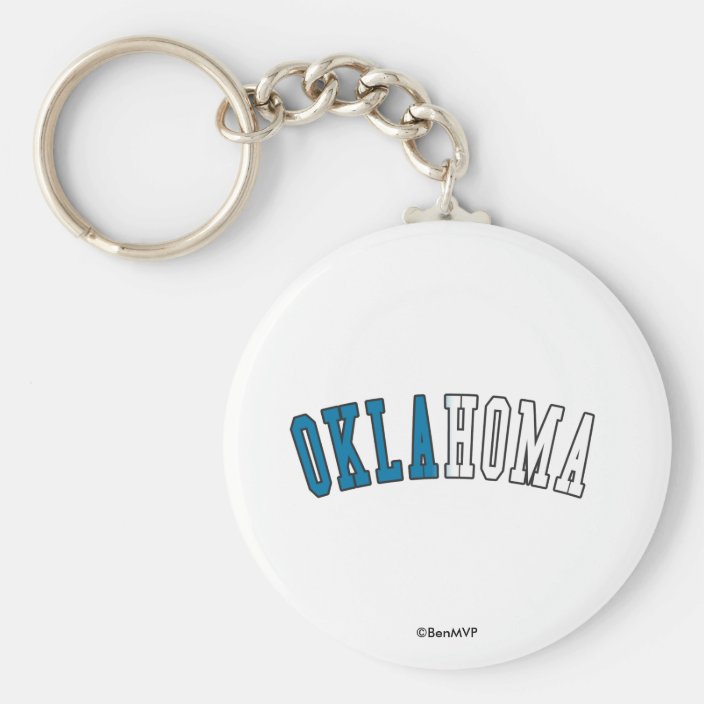Oklahoma in State Flag Colors Keychain
