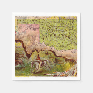 Oklahoma Indian Territory Pictorial Vintage Map Napkins