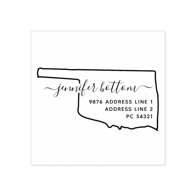 Oklahoma Map Signature Rubber Stamp