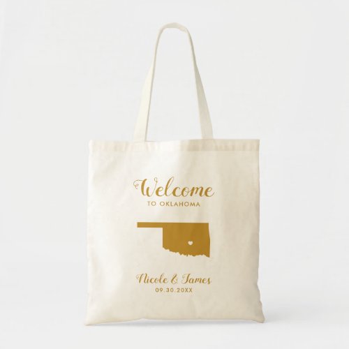 Oklahoma Map Wedding Welcome Bag Gold Tote Bag