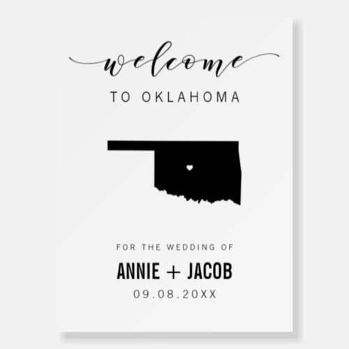 Oklahoma Map Wedding Welcome Sign Foam Board