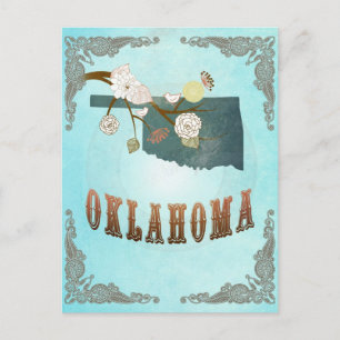 Oklahoma Map With Lovely Birds Postcard
