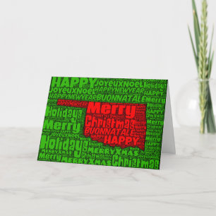 Oklahoma Map Word Art Christmas Card Holiday Card