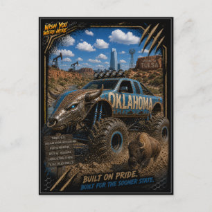 Oklahoma Monster Truck Off Road Art Postcard