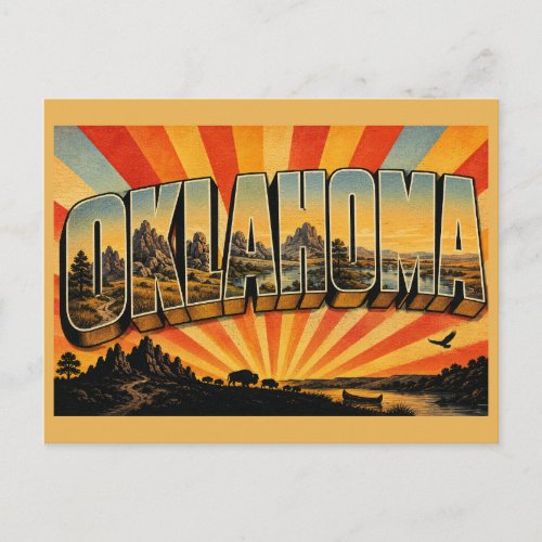 Oklahoma Mountains Prairie River Art Postcard