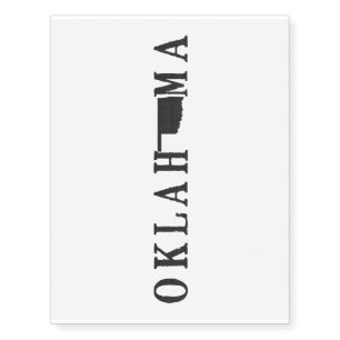 Oklahoma Name with State Shaped Letter Temporary Tattoos