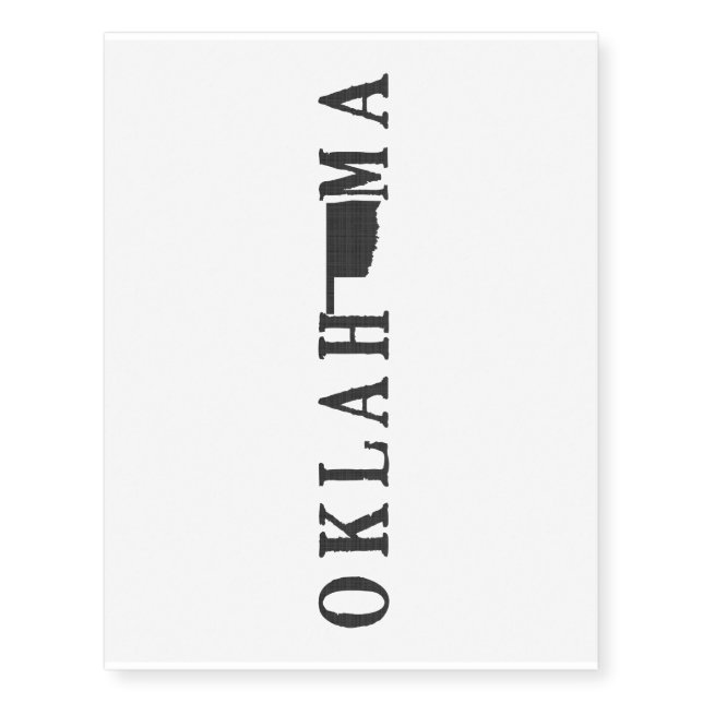 Oklahoma Name with State Shaped Letter Temporary Tattoos (Front)