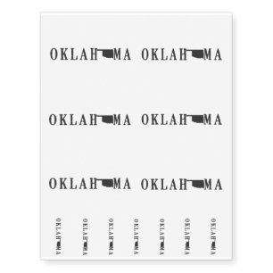 Oklahoma Name with State Shaped Letter Temporary Tattoos