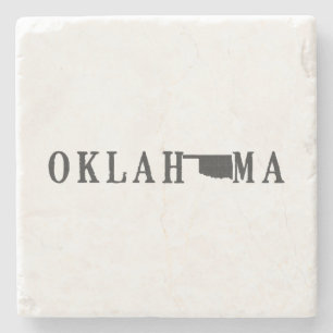 Oklahoma Name with State Shaped Letter Word Art Stone Coaster