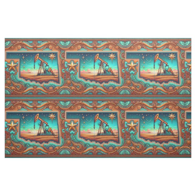 Oklahoma Oil  Drilling  Pump Jack Fabric (Fat Quarter)