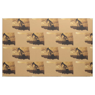 Oklahoma Oil Pump Jack Print Fabric