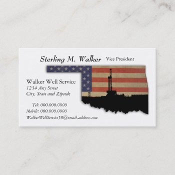 Oklahoma Patriotic Oil Drilling Rig Business Card by OilfieldGifts at Zazzle