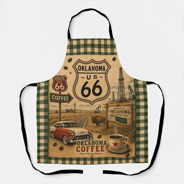 Oklahoma Prairie Coffee Kitchen Route 66 Apron (Front)