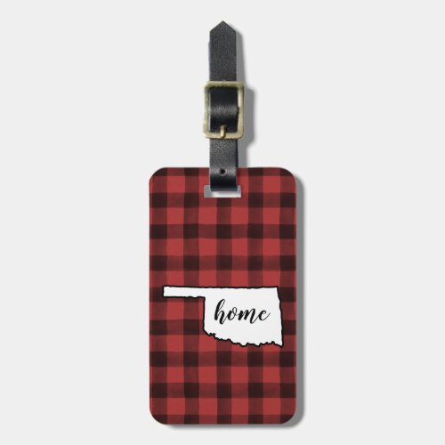 Oklahoma  Red  Black Buffalo Plaid Home State Luggage Tag