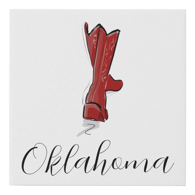 Oklahoma Red Boots  Faux Canvas Print (Front)