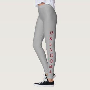 Oklahoma Red Lettering Gray Leggings