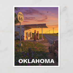 Oklahoma Route 66 Gas Station Travel Postcard
