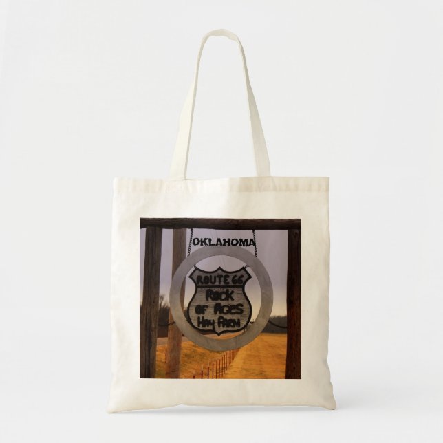 OKLAHOMA ROUTE 66 Grocery Tote Bag. (Front)