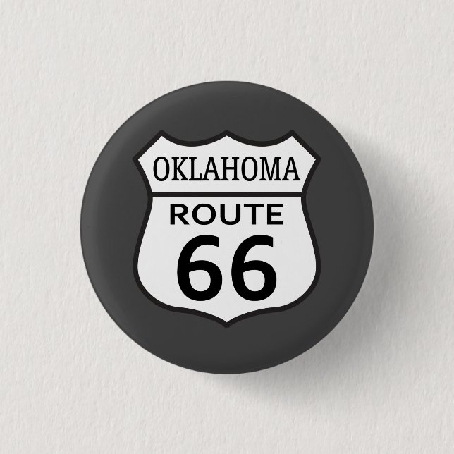 Oklahoma Route 66 Hwy Sign Button (Front)