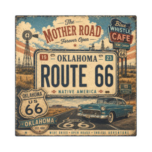 Oklahoma Route 66 Native America Vintage Metal Print