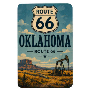 Oklahoma Route 66 Oilfield Road Travel Art Magnet
