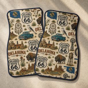 Oklahoma Route 66 Vintage Western Collage Car Floor Mat