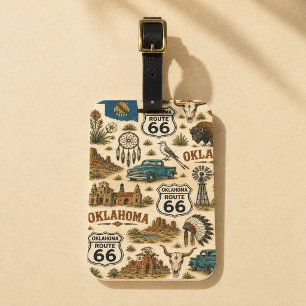 Oklahoma Route 66 Vintage Western Collage Luggage Tag