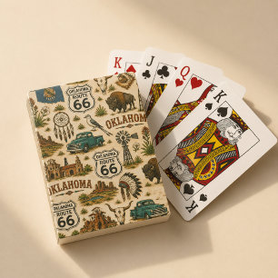 Oklahoma Route 66 Vintage Western Collage Poker Cards