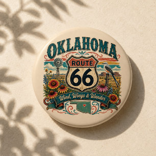 Oklahoma Route 66 Wildflower Road Trip Flair Button