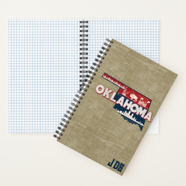 Oklahoma Scenic State Silhouette Personalized Notebook (Inside)