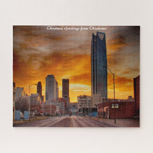 Oklahoma Skyline Christmas Greetings Jigsaw Puzzle