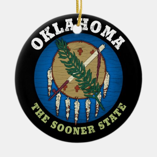 OKLAHOMA SOONER STATE FLAG CERAMIC ORNAMENT