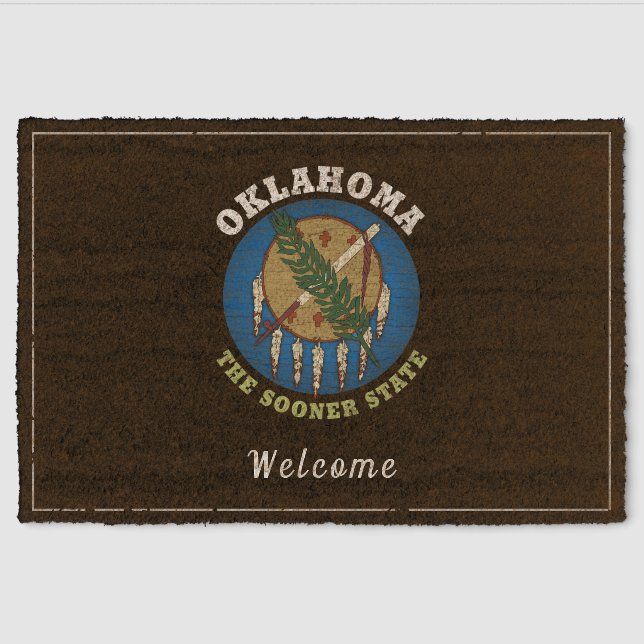 OKLAHOMA SOONER STATE FLAG FIBER DOORMAT (Front)