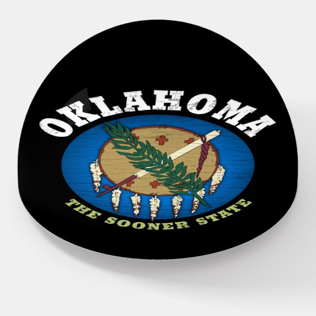 OKLAHOMA SOONER STATE FLAG PAPERWEIGHT (Angled)
