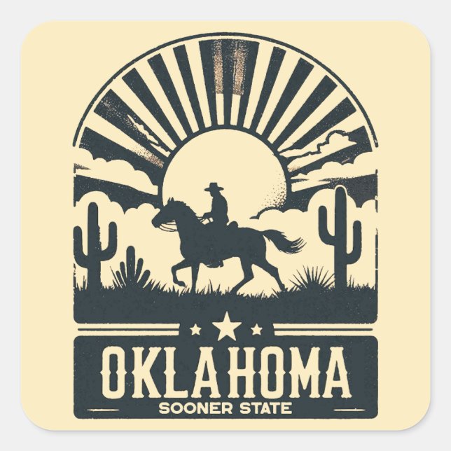 Oklahoma Sooner State Square Sticker (Front)