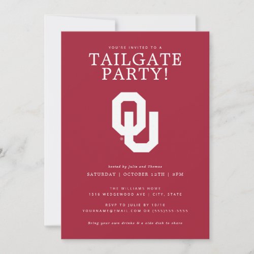 Oklahoma Sooners Tailgate Party Announcement