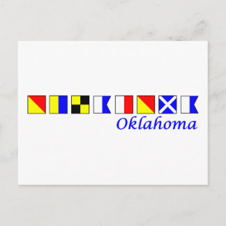 Oklahoma spelled in nautical flag alphabet postcard