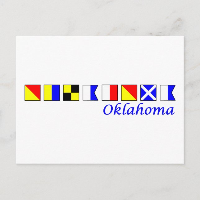 Oklahoma spelled in nautical flag alphabet postcard (Front)