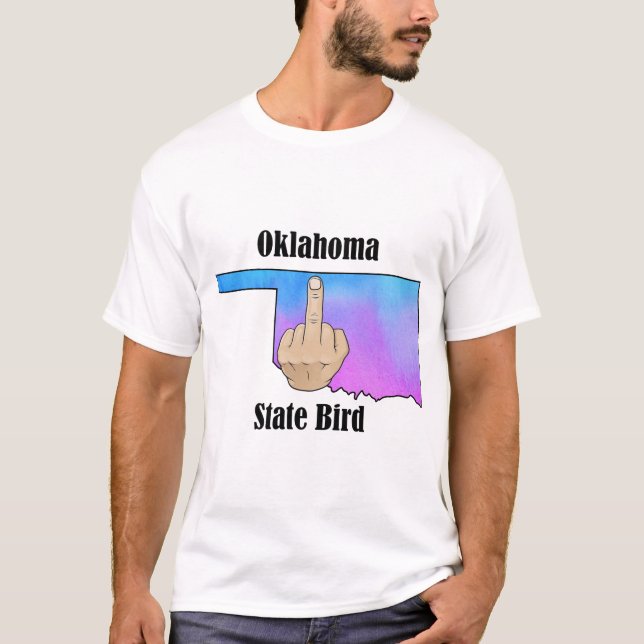 Oklahoma state bird t-shirt middle finger color (Front)