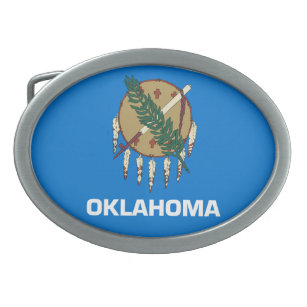 OKLAHOMA STATE FLAG BELT BUCKLE