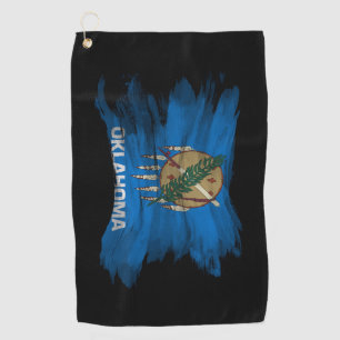 Oklahoma state flag brush stroke, Oklahoma flag Golf Towel
