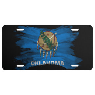 Oklahoma state flag brush stroke, Oklahoma flag License Plate