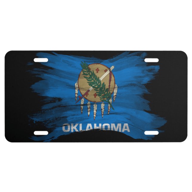 Oklahoma state flag brush stroke, Oklahoma flag License Plate (Front)
