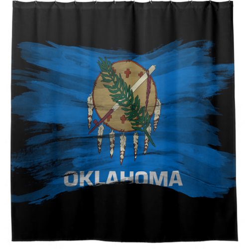 Oklahoma state flag brush stroke Oklahoma flag Shower Curtain