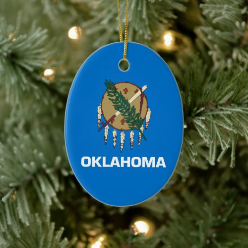 Oklahoma State Flag Ceramic Ornament