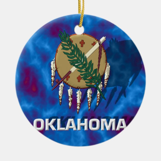Oklahoma State Flag Ceramic Ornament (Front)