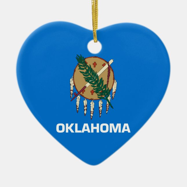 Oklahoma State Flag Design Decor Ceramic Ornament (Front)