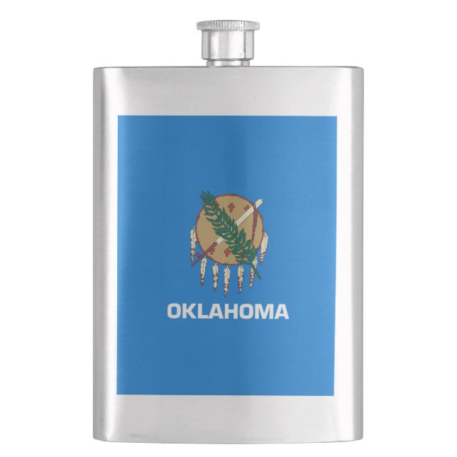 Oklahoma State Flag Design Flask (Front)