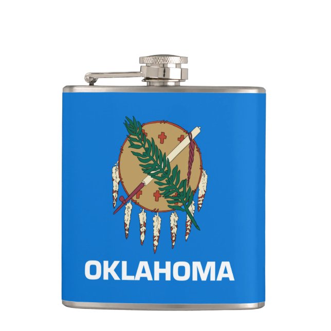 Oklahoma State Flag Design Flask (Front)