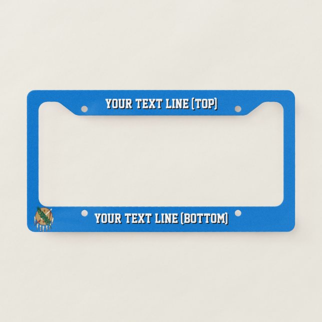 Oklahoma State Flag Design on a Personalized License Plate Frame (Front)